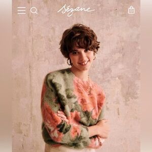 Sezane Fleur Jumper - Women's Floral Sweater - Wool Mohair